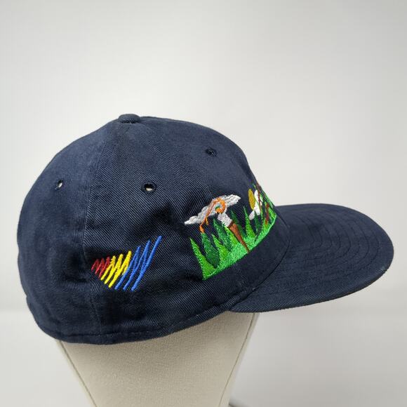 New Era Fitted Baseball Hat Blue 7 1/2 Embroidered Vent Holes Vintage USA - Picture 5 of 9